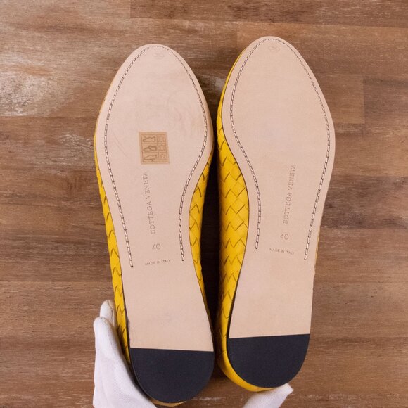BOTTEGA VENETA sunset yellow leather ballet flats shoes us10 - Picture 4 of 5